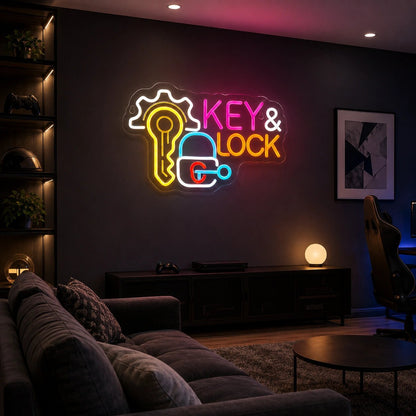 Key And Lock Gear LED Neon Sign - Shineneon