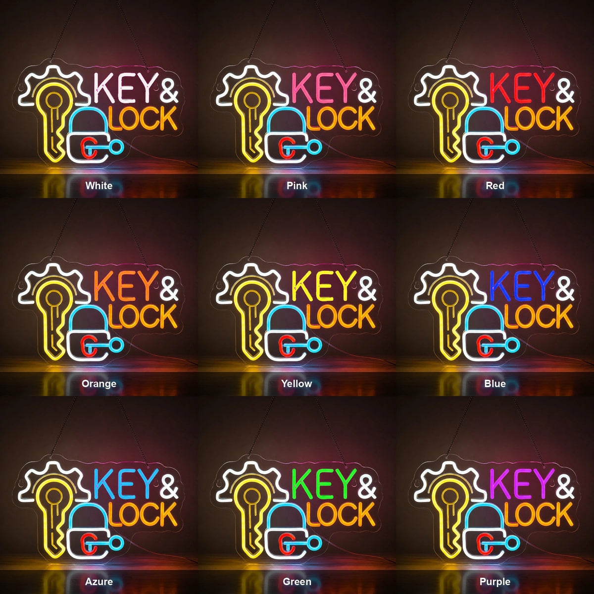 Key And Lock Gear LED Neon Sign - Shineneon
