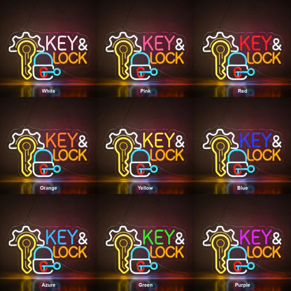 Key And Lock Gear LED Neon Sign - Shineneon