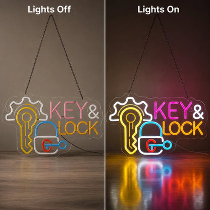 Key And Lock Gear LED Neon Sign - Shineneon