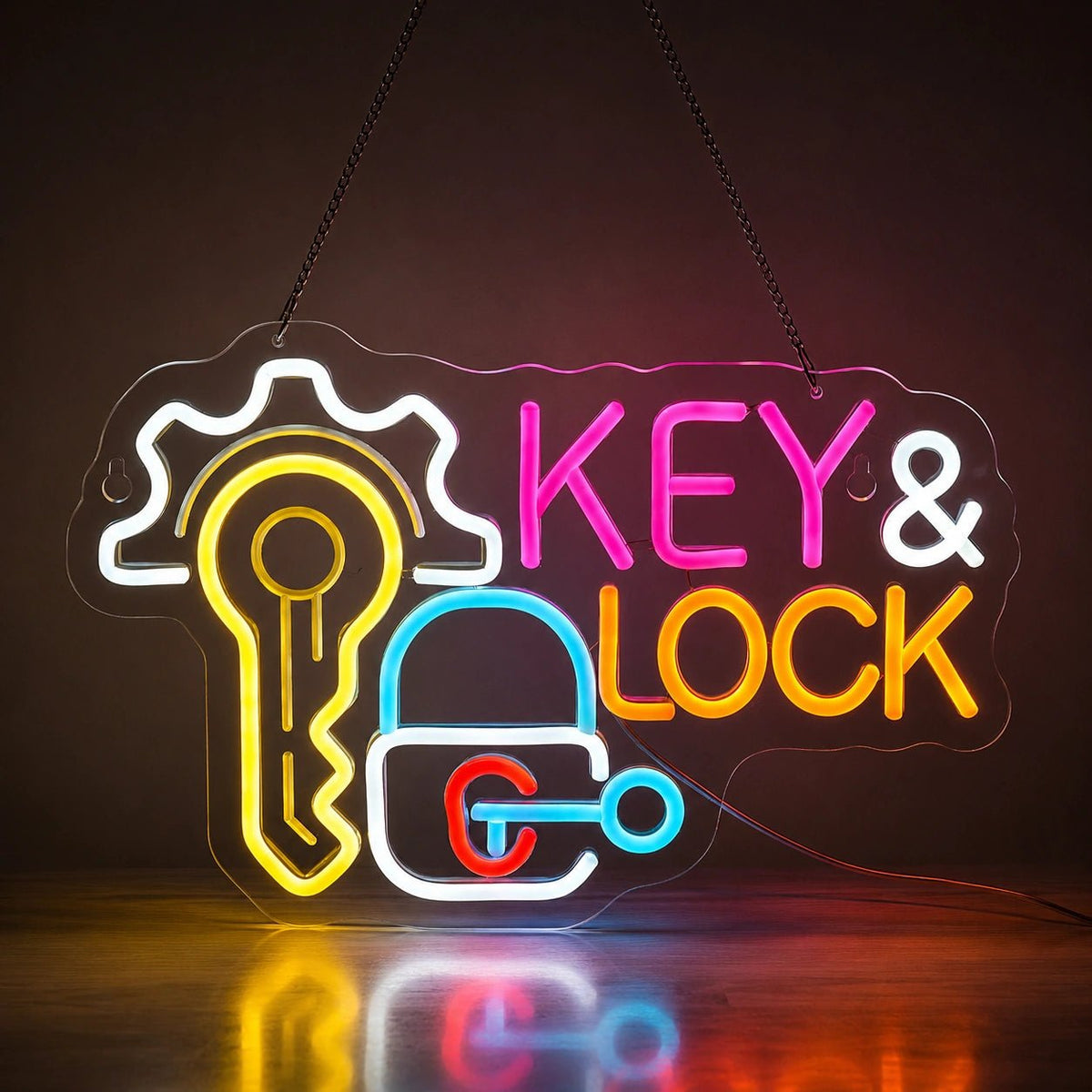 Key And Lock Gear LED Neon Sign - Shineneon