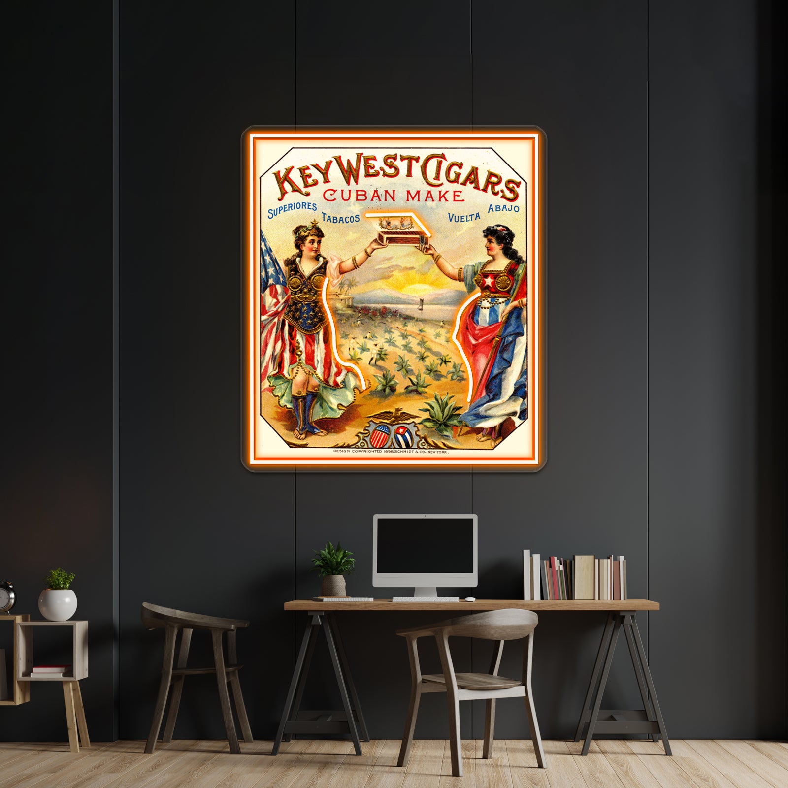 Key West Cigars Vintage 1898 Cuban Advertising Print Wall Artwork Neon Signs | Shineneon
