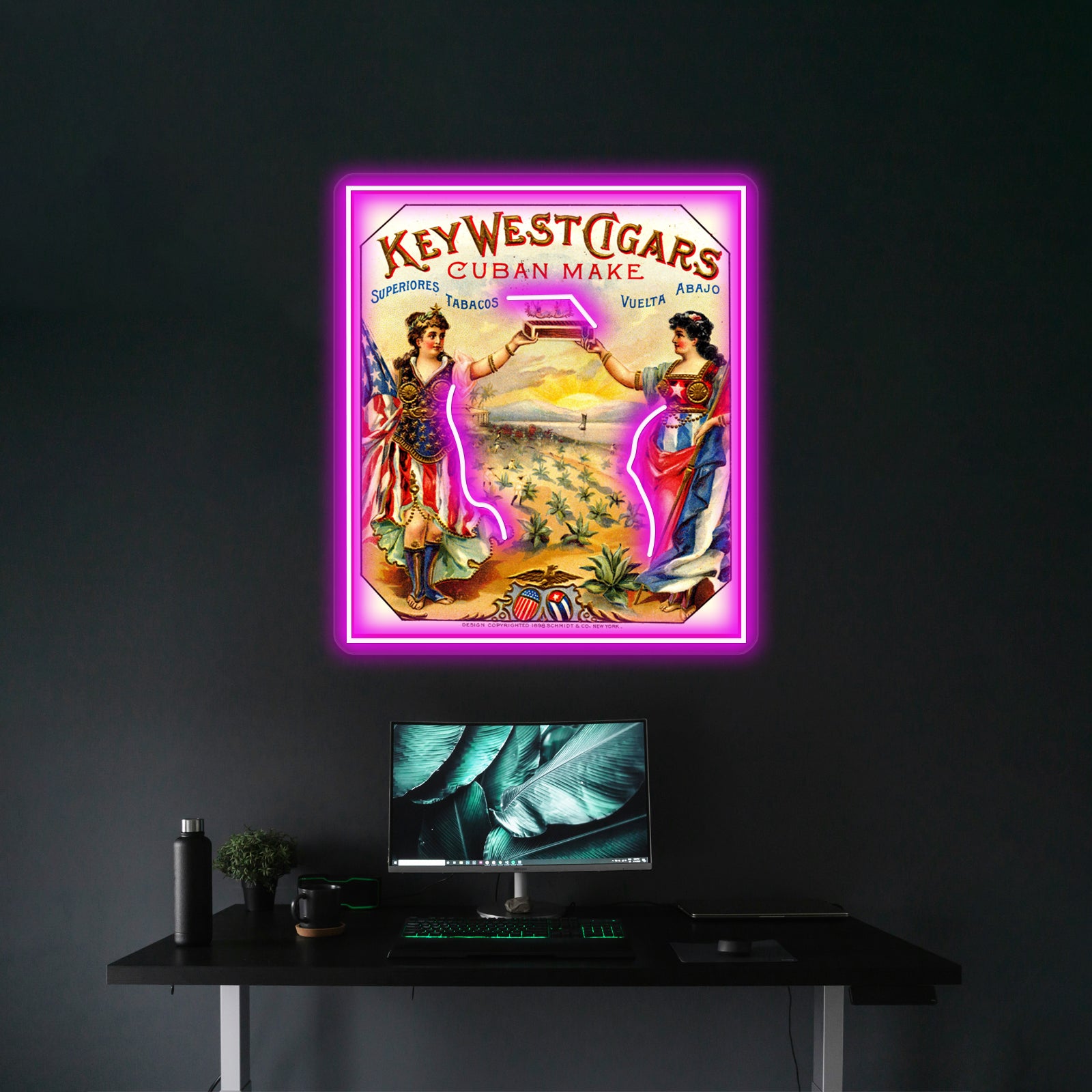 Key West Cigars Vintage 1898 Cuban Advertising Print Wall Artwork Neon Signs | Shineneon