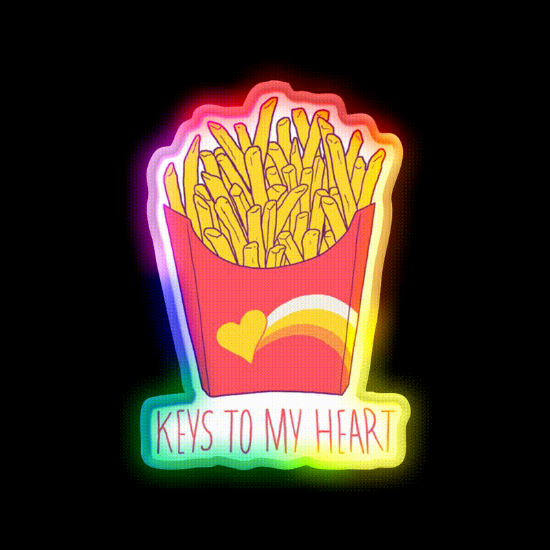 Keys To My Heart Fast Food Led Neon Sign For Burger Place Rgb Color - LED neon sign close-up detail