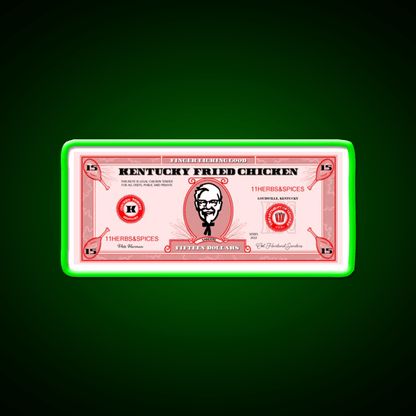 Kfc Dollar Bill Fast Food Led Neon Sign For Burger Place Rgb Color - Shineneon