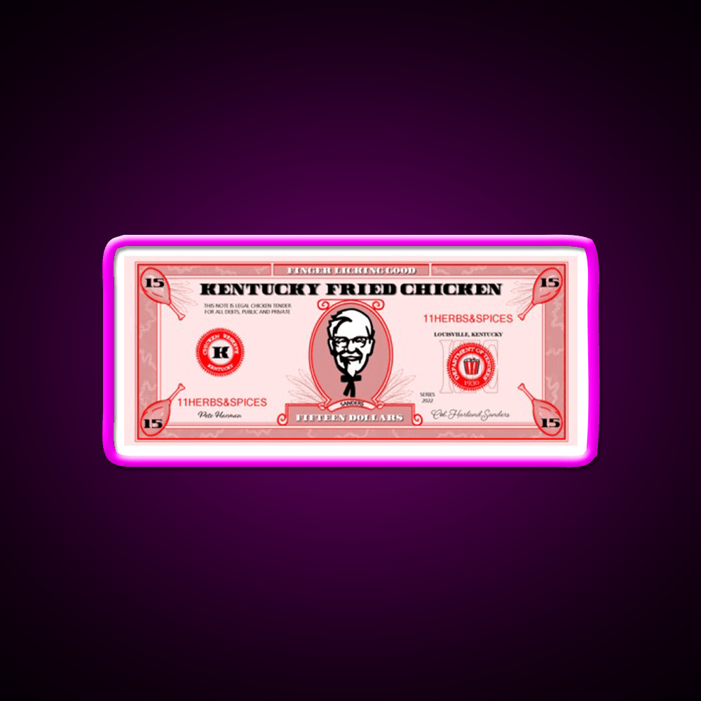 Kfc Dollar Bill Fast Food Led Neon Sign For Burger Place Rgb Color - Shineneon