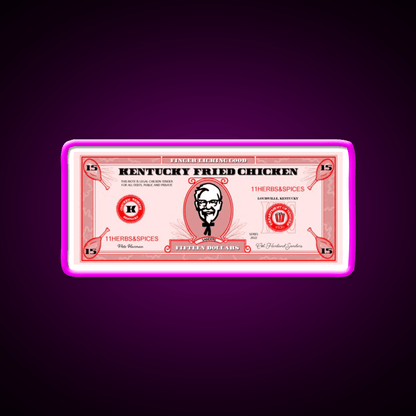 Kfc Dollar Bill Fast Food Led Neon Sign For Burger Place Rgb Color - Shineneon