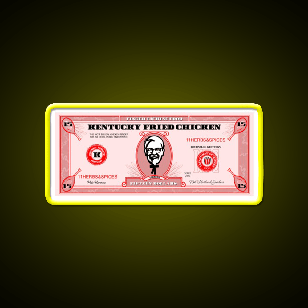Kfc Dollar Bill Fast Food Led Neon Sign For Burger Place Rgb Color - Shineneon