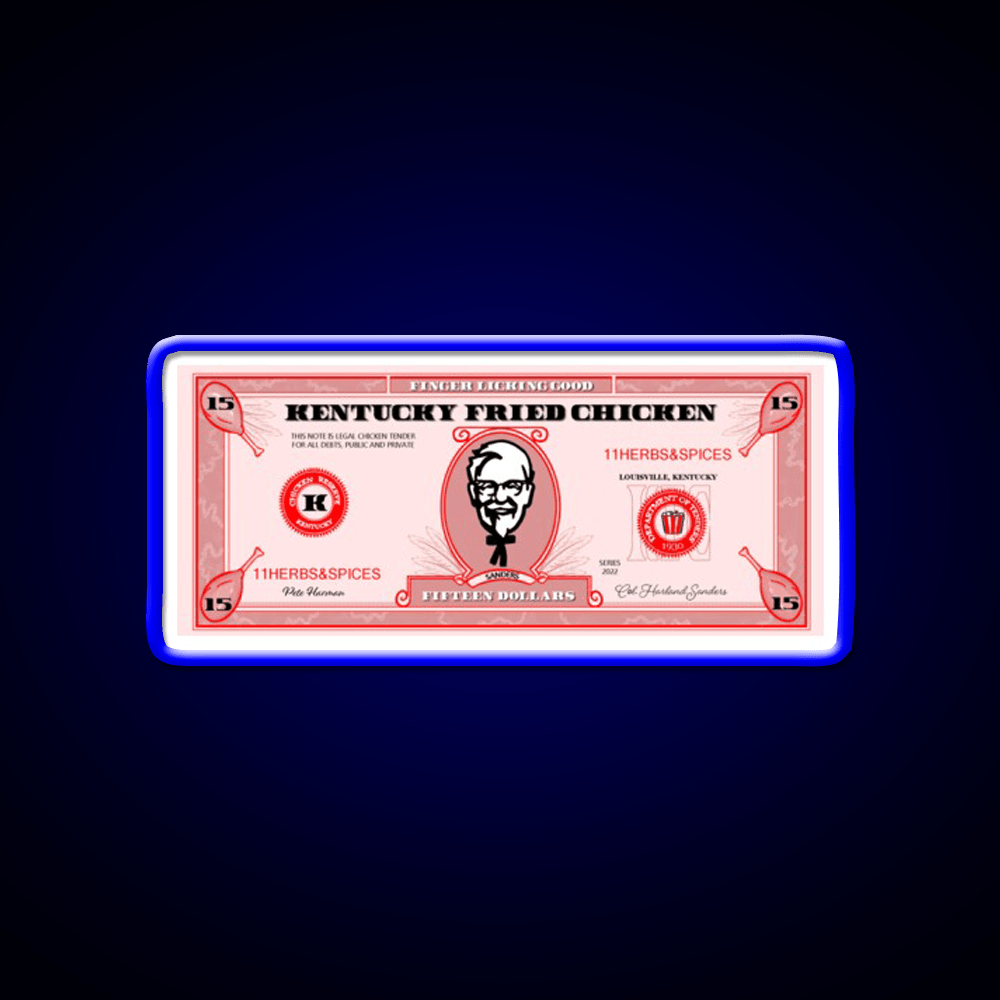 Kfc Dollar Bill Fast Food Led Neon Sign For Burger Place Rgb Color - Shineneon