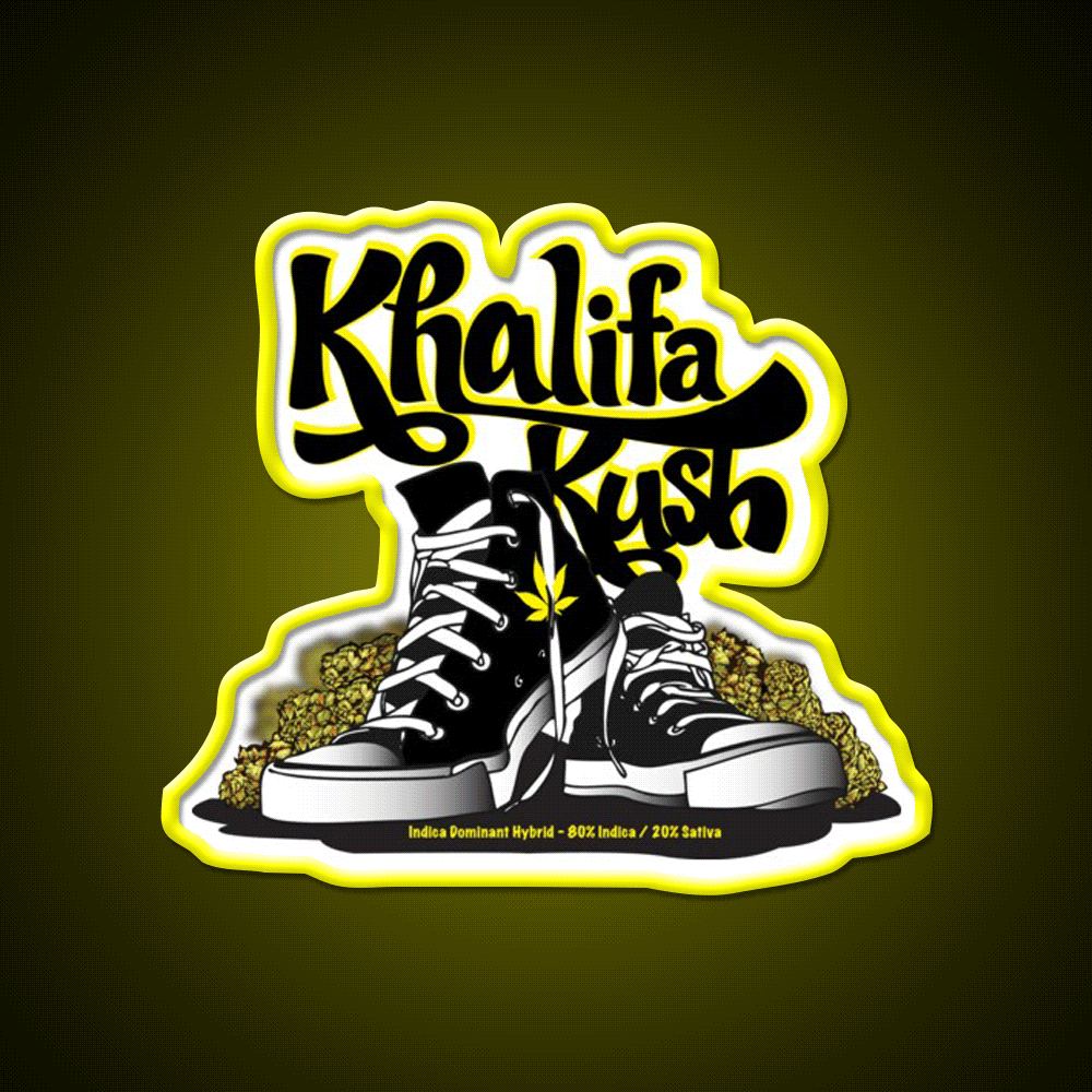 Khalifa Kush Strain Art Hemp Inspired Green Leaf Led Neon Sign Rgb Color - Custom LED neon sign front view