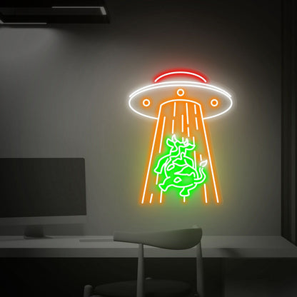 Kidnapping Cow Led Neon Sign Cow Abduction Neon Light | Shineneon
