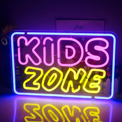 Kids Zone Blue Pink Yellow Led Neon Sign For Playroom Nursery Childrens Area Decor - Shineneon
