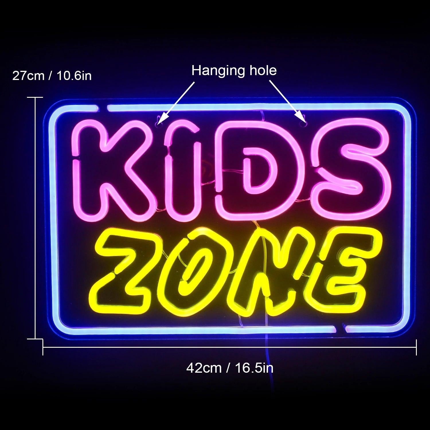 Kids Zone Blue Pink Yellow Led Neon Sign For Playroom Nursery Childrens Area Decor | Shineneon