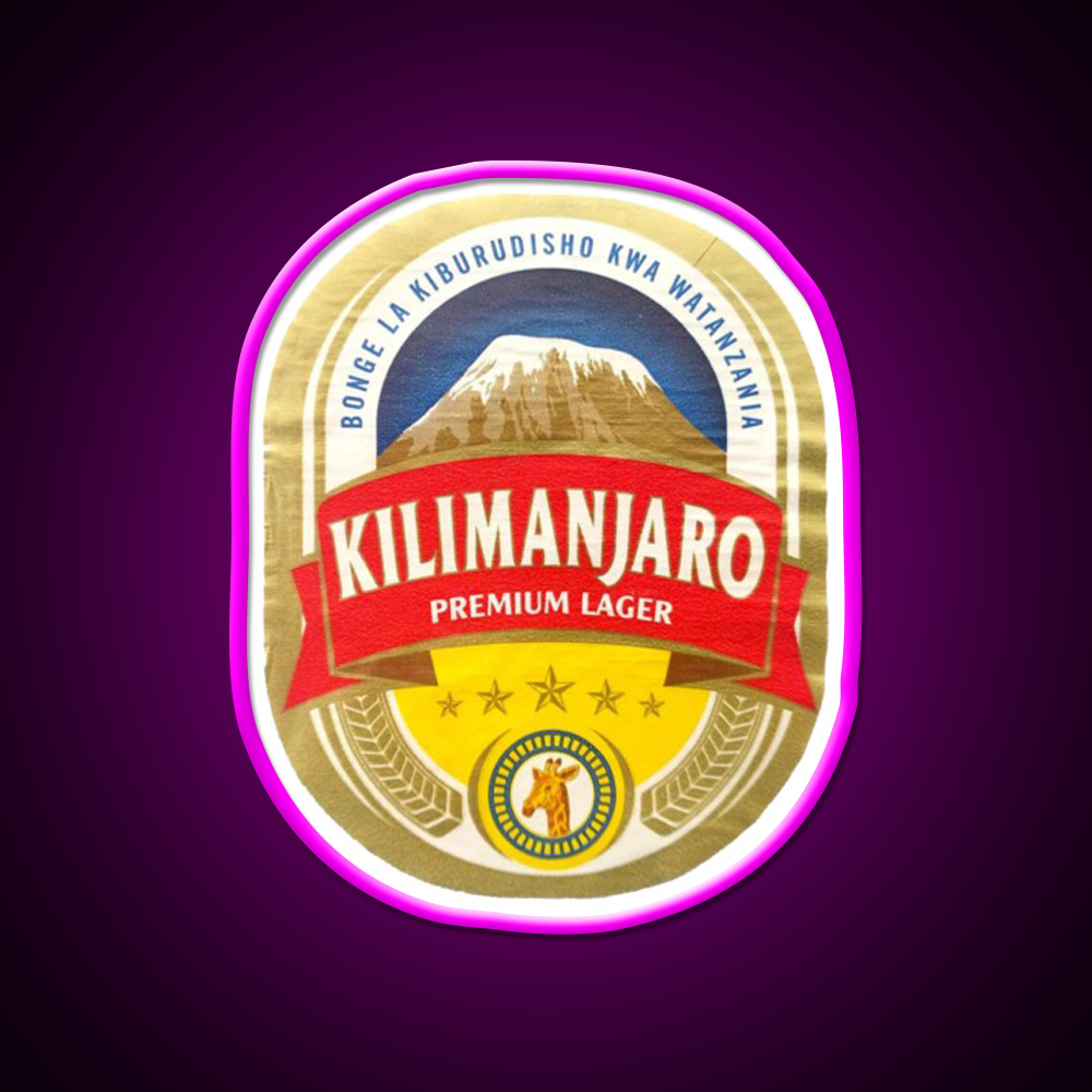 Kilimanjaro Beer Bar Decor Led Neon Sign Rgb Color - Neon sign mounted on wall in room