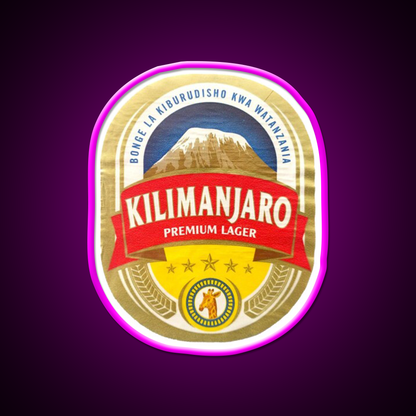 Kilimanjaro Beer Bar Decor Led Neon Sign Rgb Color - Neon sign mounted on wall in room
