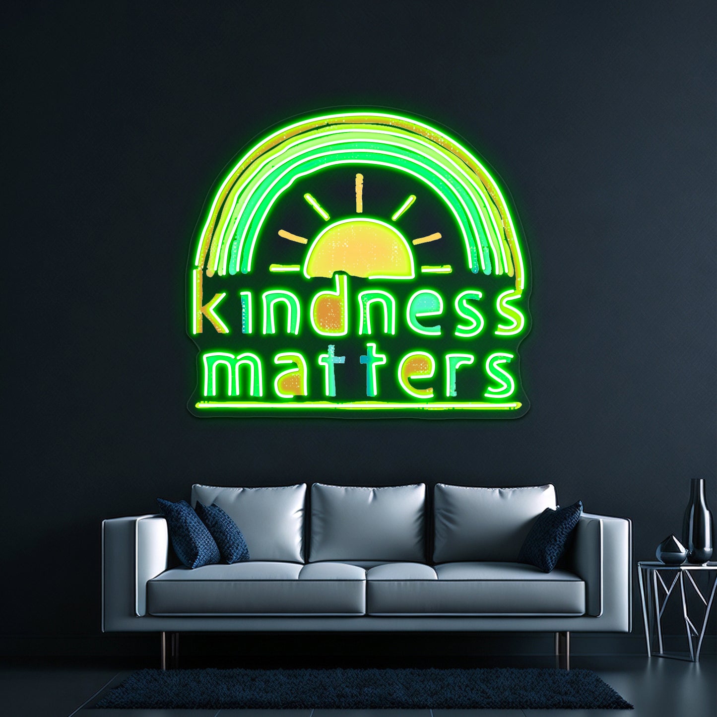 Kindness Matters Typography Design Rainbow Artwork Neon Signs For Sale