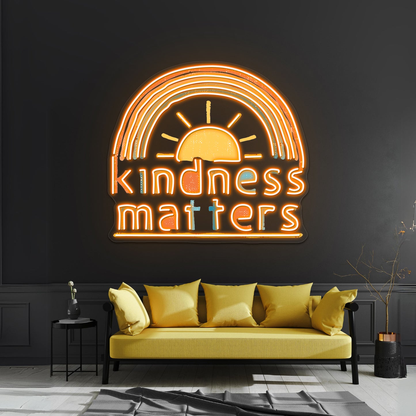 Kindness Matters Typography Design Rainbow Artwork Neon Signs For Sale