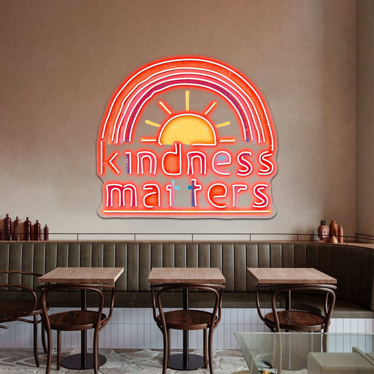 Kindness Matters Typography Design Rainbow Artwork Neon Signs For Sale