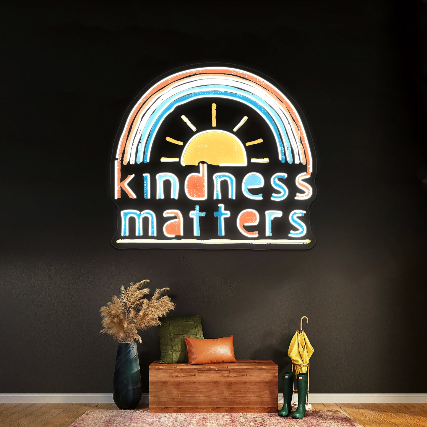 Kindness Matters Typography Design Rainbow Artwork Neon Signs For Sale