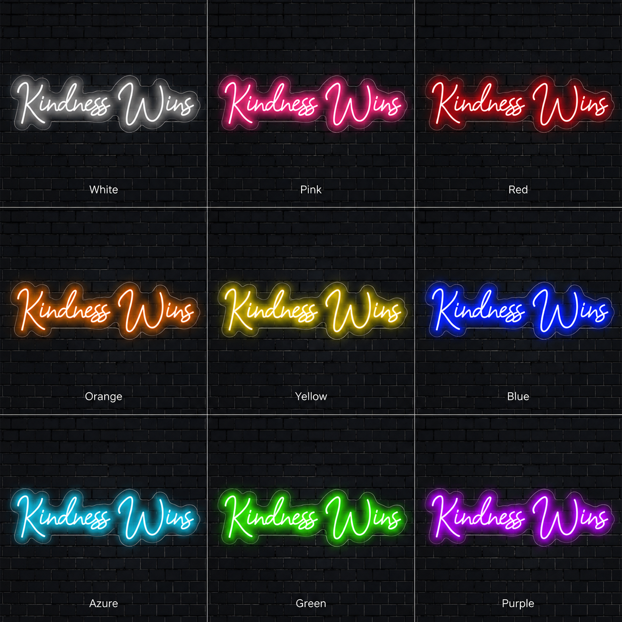 Kindness Wins LED Neon Sign - 05 Color Grid
