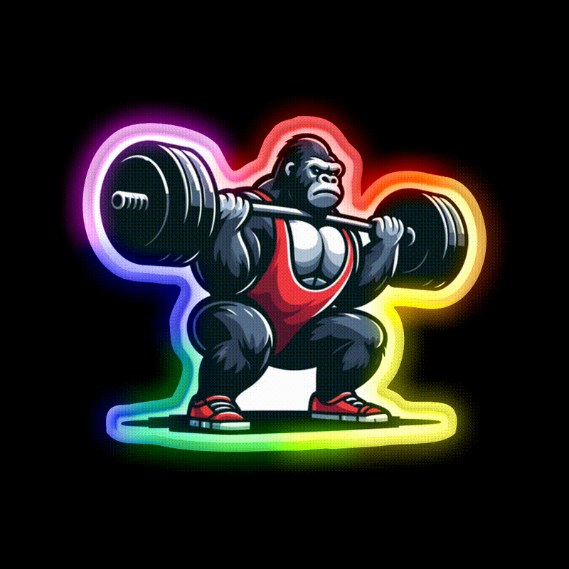 King Of Squats C Powerlifting Gorilla Gym Fitness Led Neon Sign Rgb Color