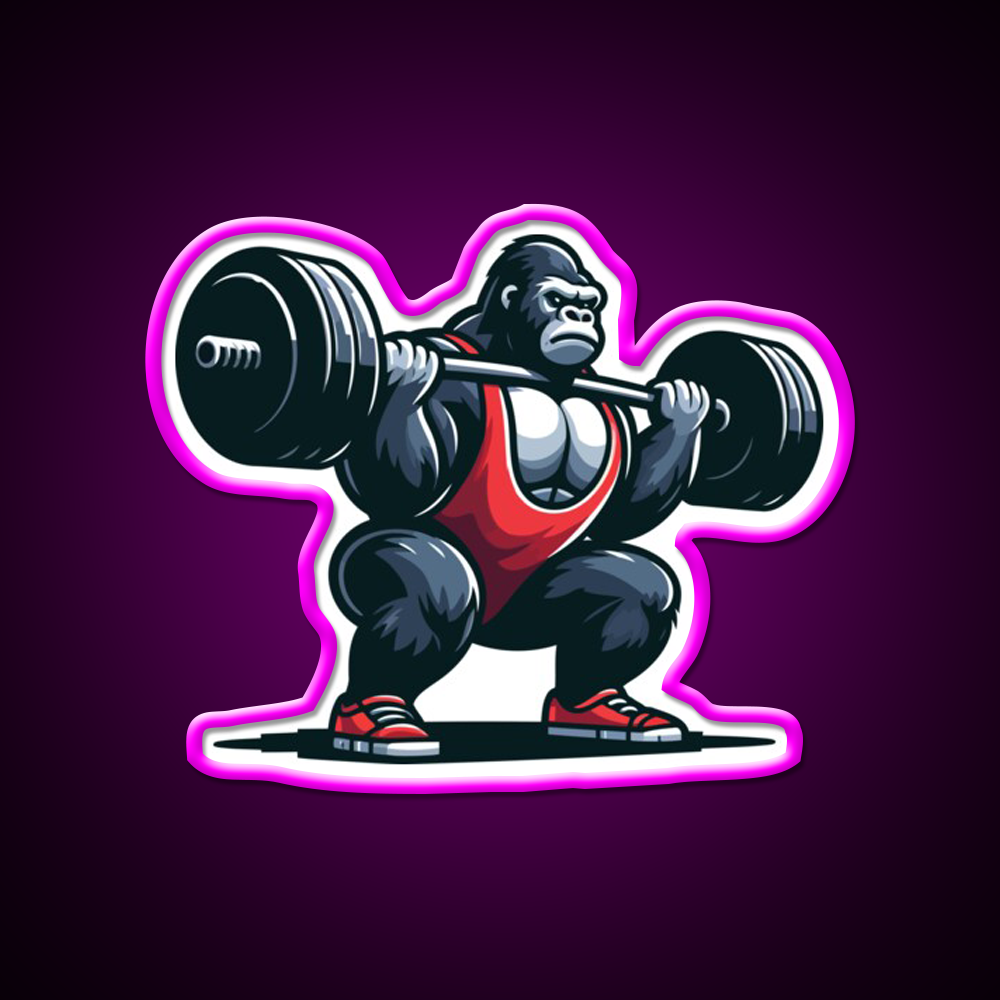 King Of Squats C Powerlifting Gorilla Gym Fitness Led Neon Sign Rgb Color