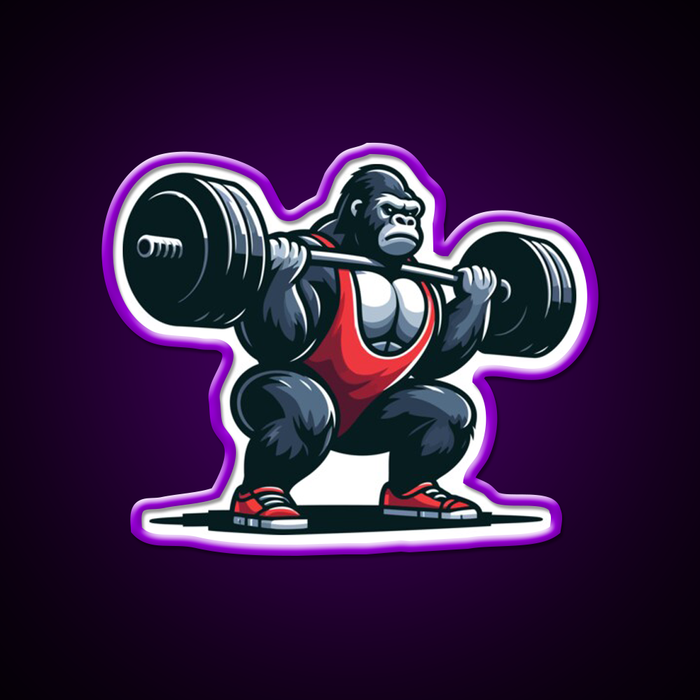 King Of Squats C Powerlifting Gorilla Gym Fitness Led Neon Sign Rgb Color