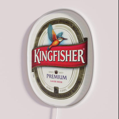 Kingfisher Beer Rgb Led Neon Sign - Neon sign mounted on wall in room