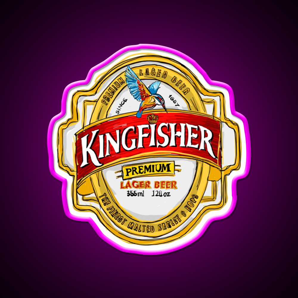 Kingfisher Lager Pop Beer Bar Decor Led Neon Sign Rgb Color - Neon sign mounted on wall in room