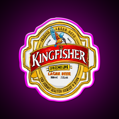 Kingfisher Lager Pop Beer Bar Decor Led Neon Sign Rgb Color - Neon sign mounted on wall in room