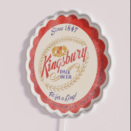 Kingsbury Vintage Beer Manitowoc Sheboygan Wisconsin Breweriana Rgb Led Neon Sign - Neon sign mounted on wall in room