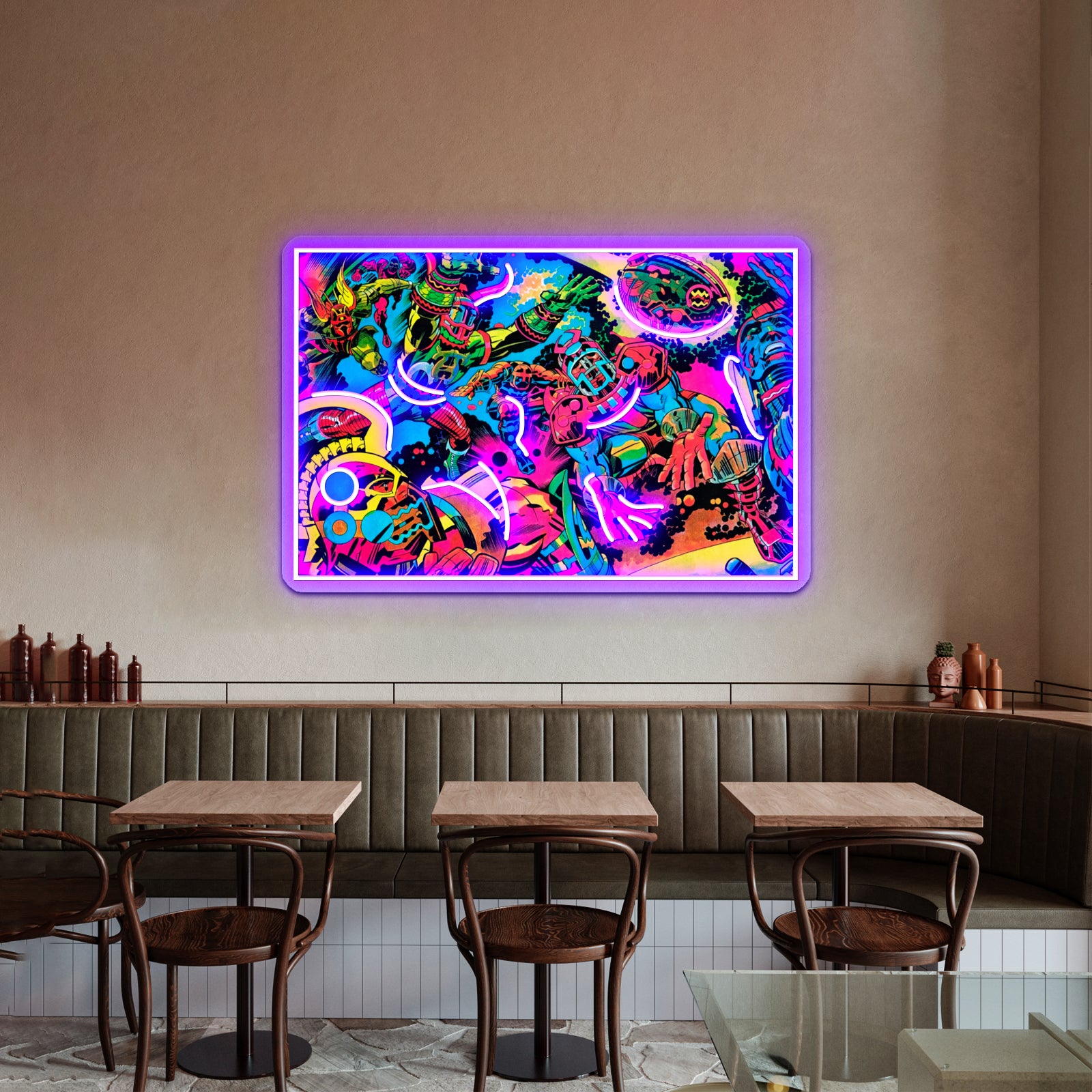 Kirby Artwork Neon Signs For Sale - Neon sign mounted on wall in room