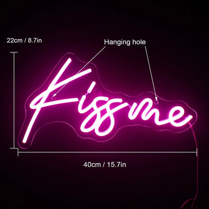 Kiss Me 5v Usb Led Neon Sign Romantic Pink Script For Bedroom Cafe Decor - Shineneon