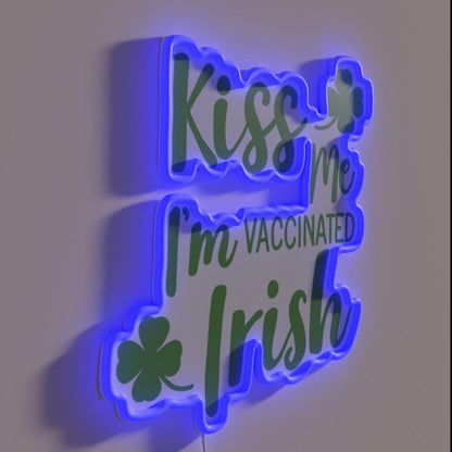 Kiss Me I Am Vaccinated Irish Rgb Led Neon Sign Bar Wall Decor - LED neon sign close-up detail