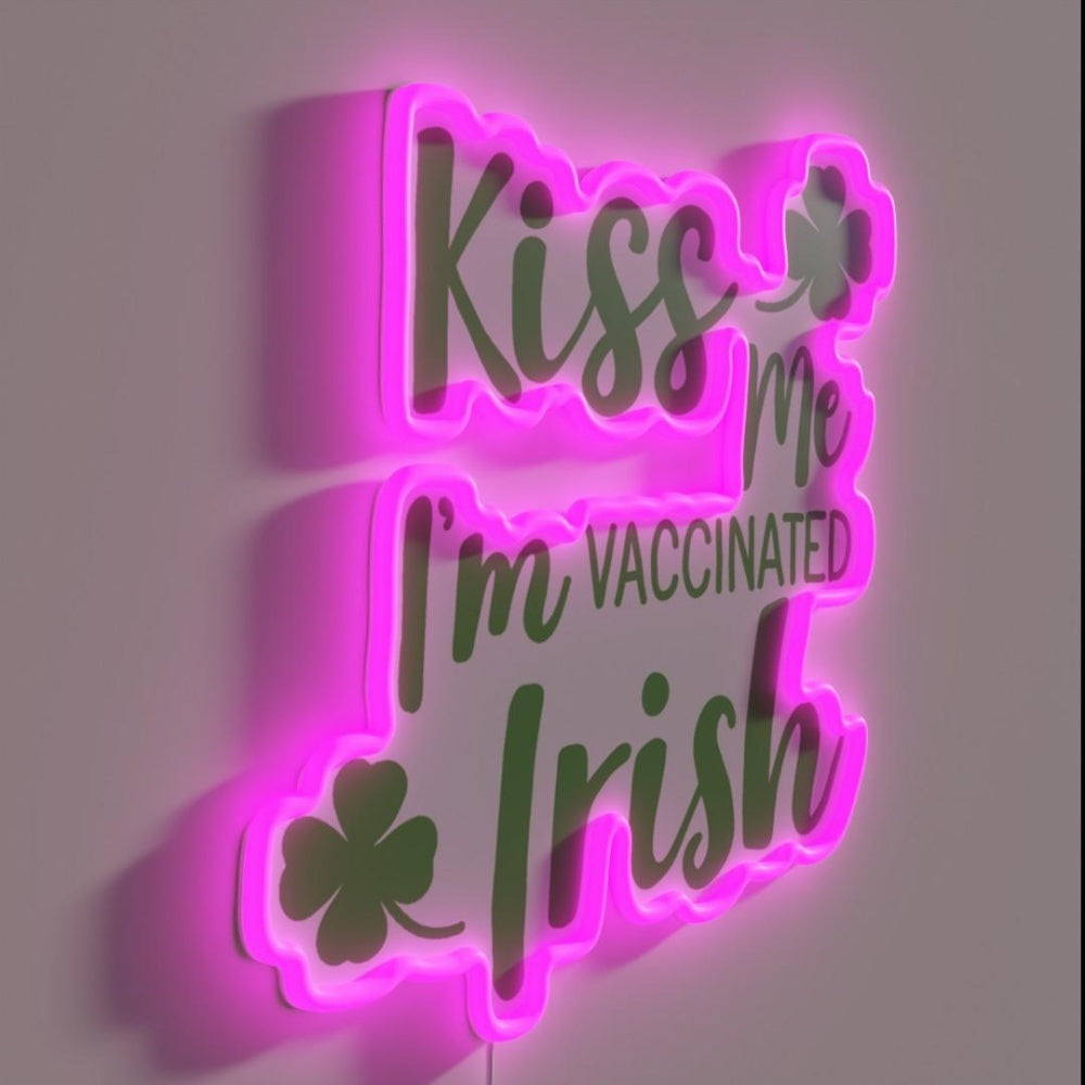 Kiss Me I Am Vaccinated Irish Rgb Led Neon Sign Restaurant Wall Art - LED neon sign close-up detail