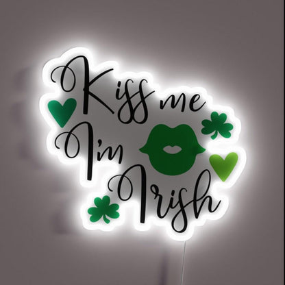Kiss Me I M Irish Rgb Led Neon Sign Bar Art - Custom LED neon sign front view