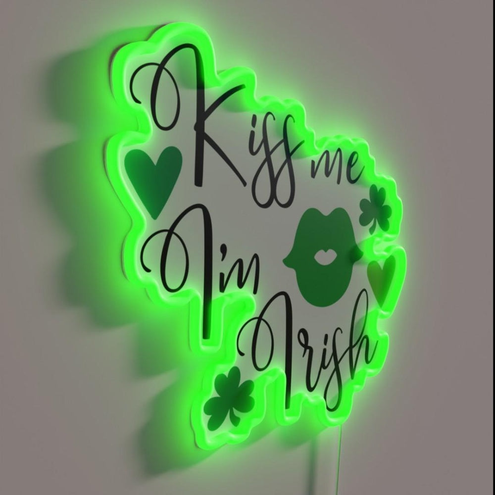 Kiss Me I M Irish Rgb Led Neon Sign Bar Art - LED neon sign close-up detail