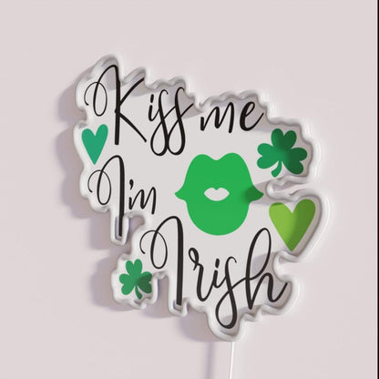Kiss Me I M Irish Rgb Led Neon Sign Bar Art - Neon sign mounted on wall in room