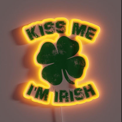 Kiss Me I M Irish St Particksday Shamrock Vintage Rgb Led Neon Sign