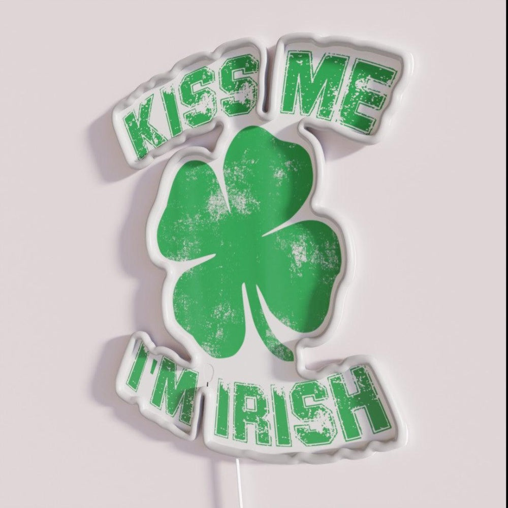 Kiss Me I M Irish St Particksday Shamrock Vintage Rgb Led Neon Sign