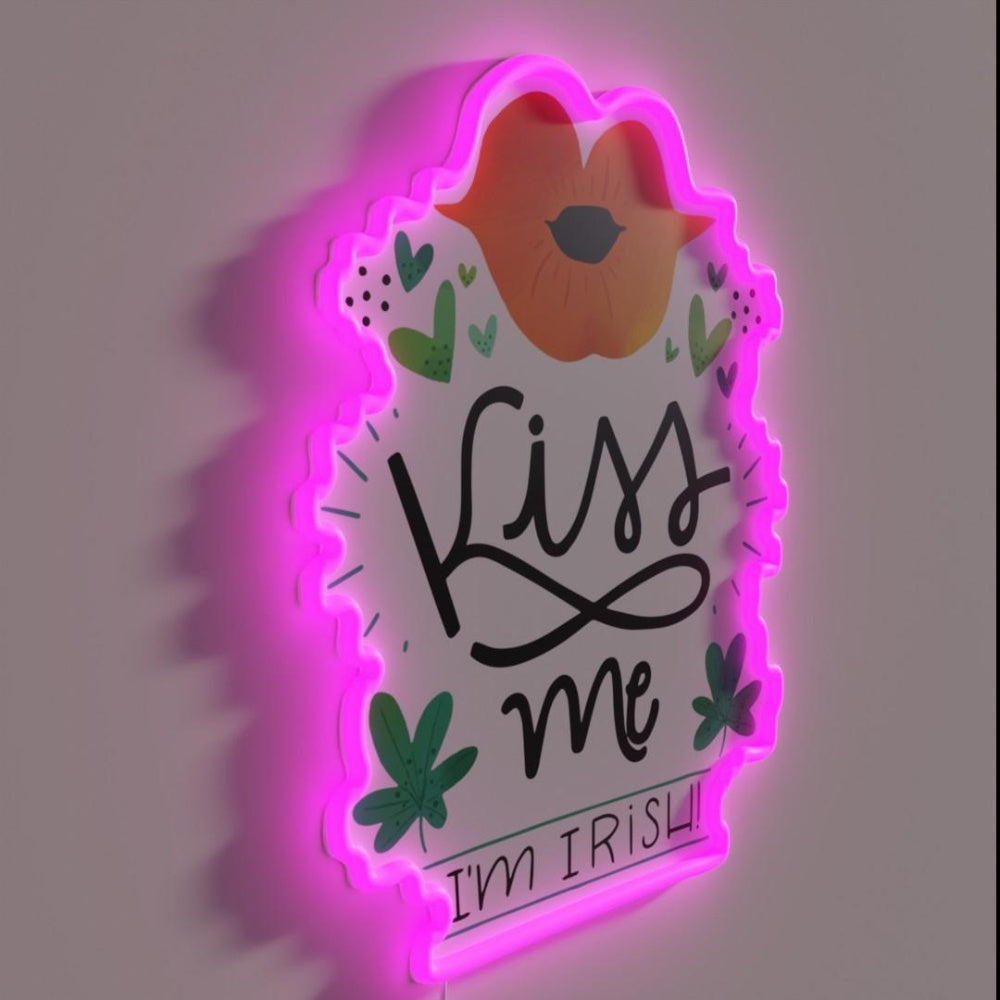 Kiss Me I M Irish St Patricks Day Rgb Led Neon Sign - LED neon sign close-up detail