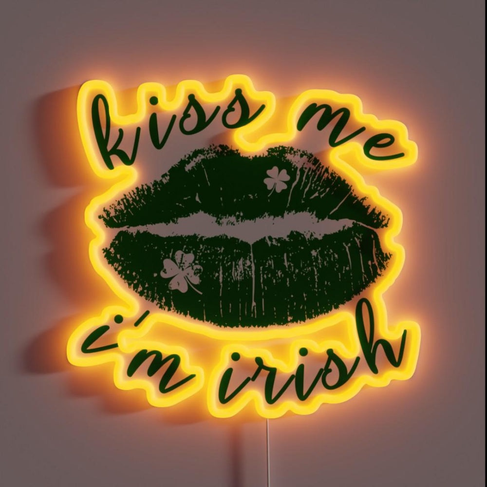Kiss Me Im Irish Happy St Patricks Day Rgb Led Neon Sign
