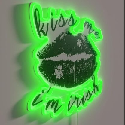 Kiss Me Im Irish Happy St Patricks Day Rgb Led Neon Sign