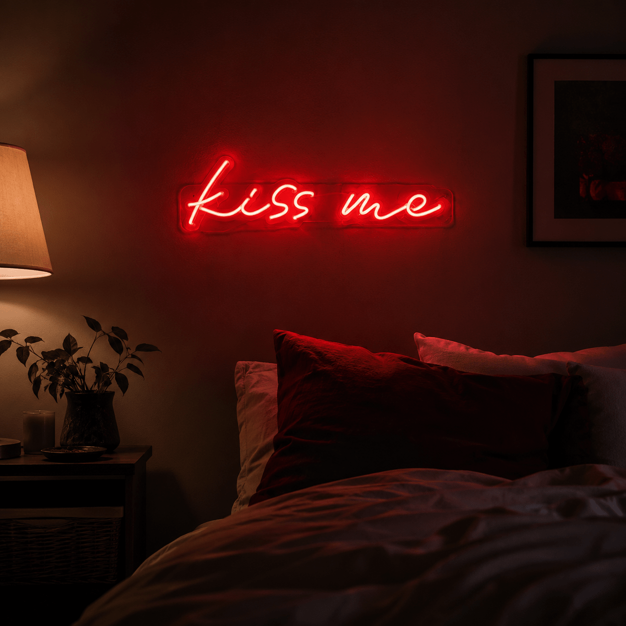 Kiss Me LED Neon Sign Bedroom Wall Art - Shineneon
