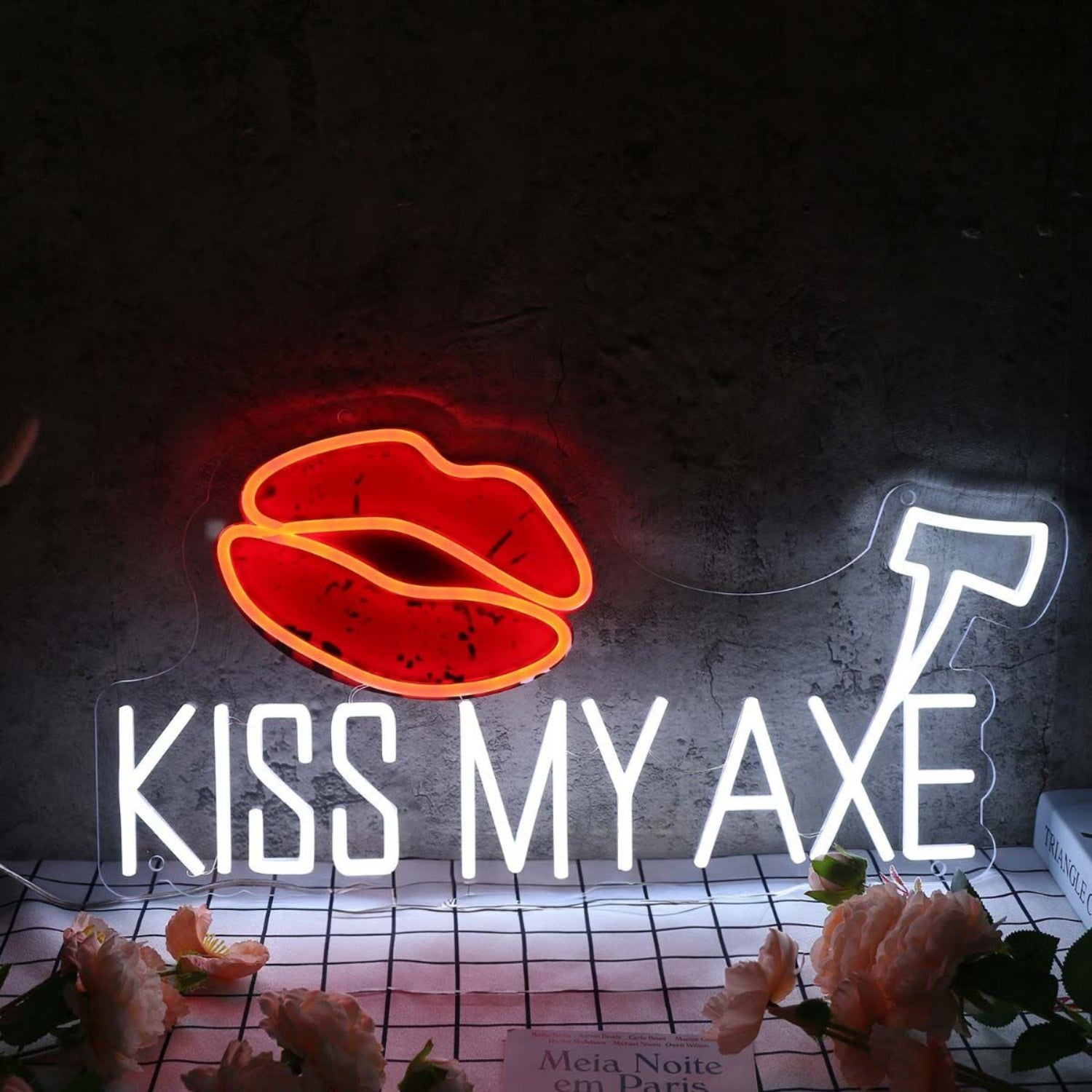 Kiss My Axe White Led Neon Sign | Shineneon