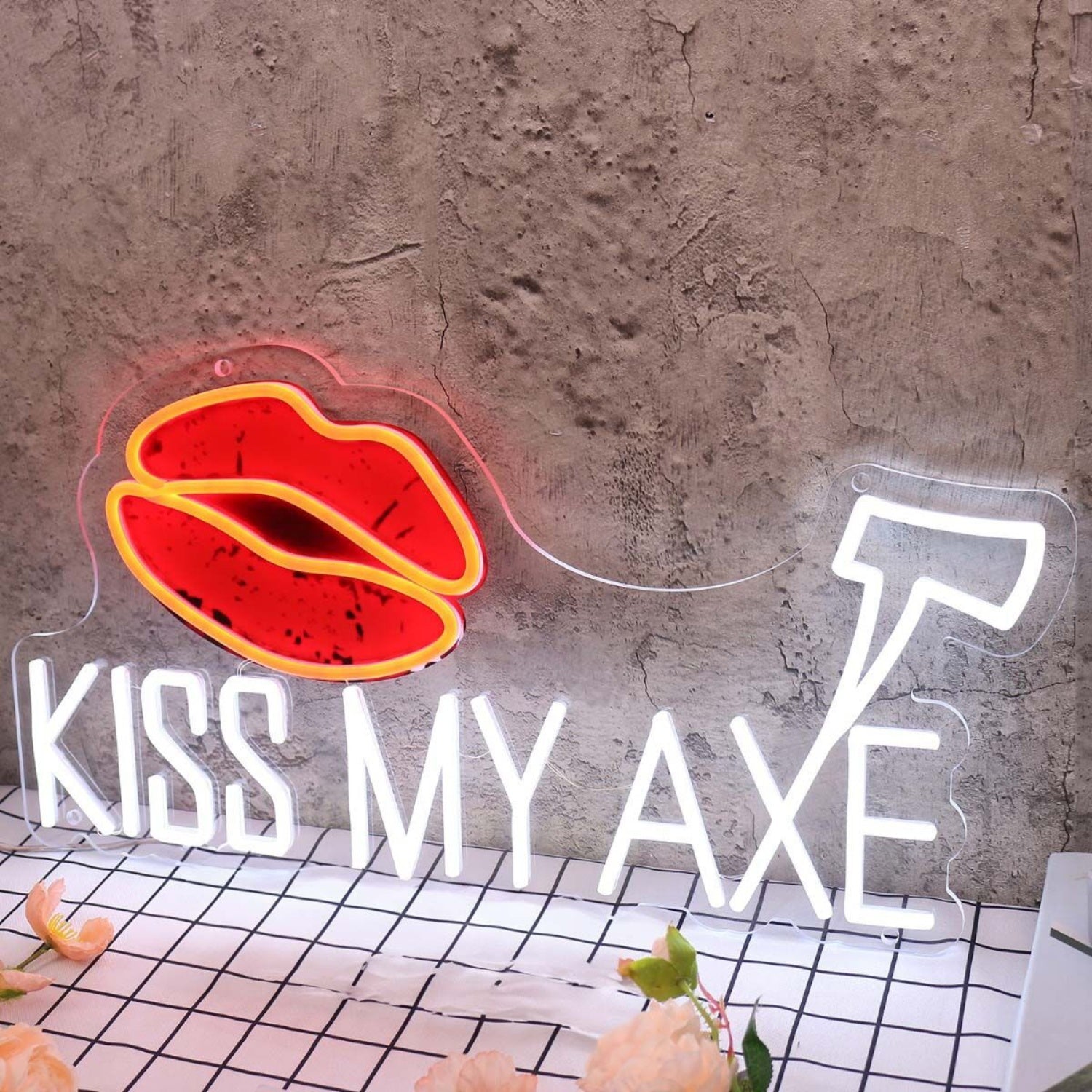Kiss My Axe White Led Neon Sign - Shineneon