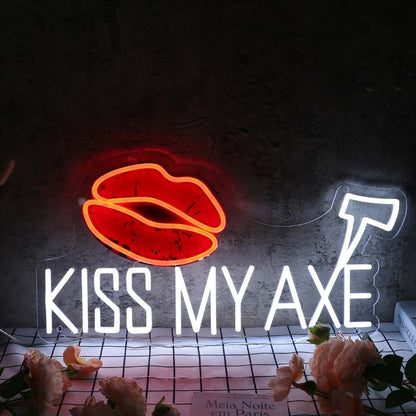 Kiss My Axe White Led Neon Sign - Shineneon