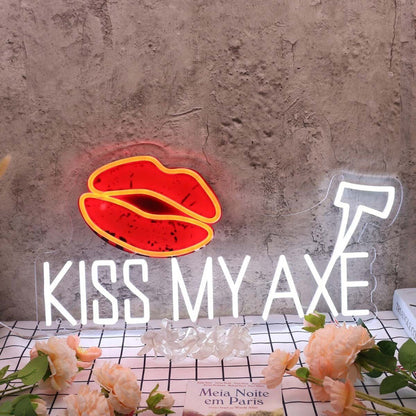 Kiss My Axe White Led Neon Sign - Shineneon