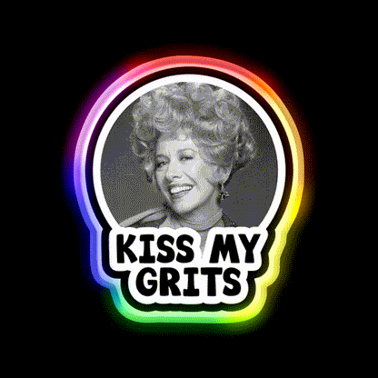 Kiss My Grits Alice Flo Mels Diner Welcome Led Neon Sign Open Sign Rgb Color - LED neon sign close-up detail
