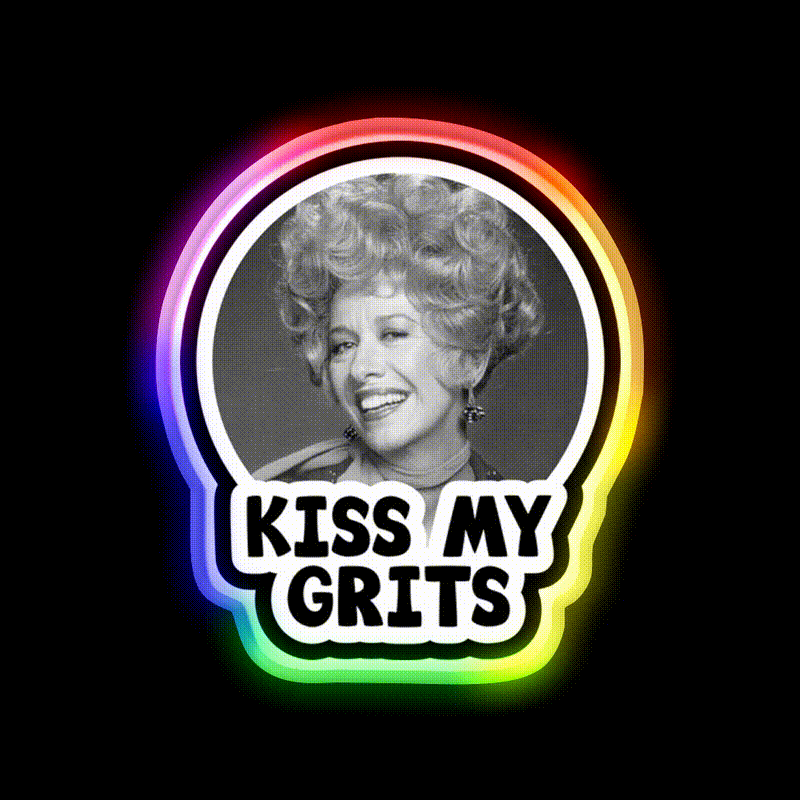 Kiss My Grits Alice Flo Mels Diner Welcome Led Neon Sign Open Sign Rgb Color - LED neon sign close-up detail